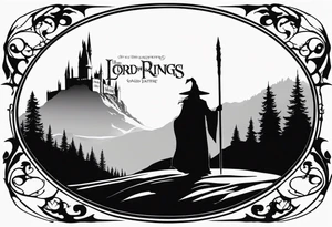 Lord of the rings. Small and very simple. Include Round hobbit door, gandalfs staff, barad dur silhouette in background, the word “always” subtly somewhere, Harry Potter wands tattoo idea