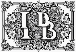 Capital B letter with the names Alec, Hannah and Raelynn tattoo idea