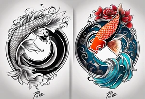 Pez koi en forma del símbolo ying yang tattoo idea