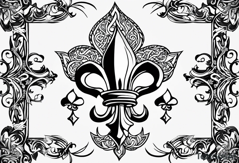 Fleur de lys celtique en flamme tattoo idea
