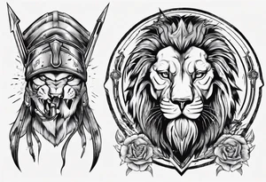 Spartan soldier with the head of a lion tattoo idea