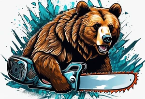 Bear with a chainsaw tattoo idea