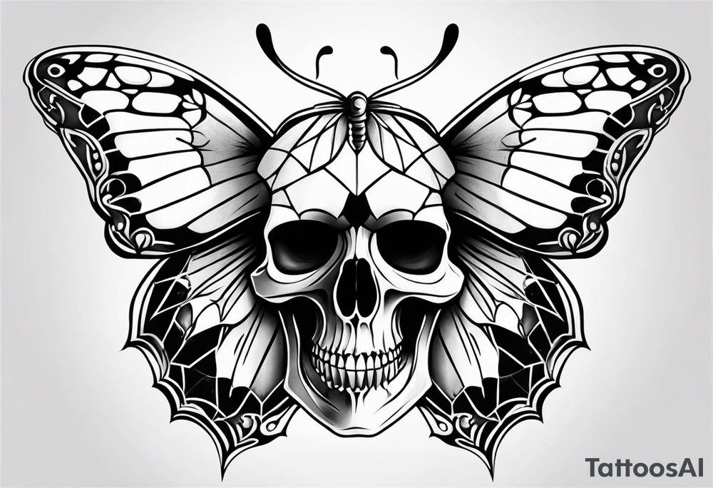 butterfly skull tattoo idea