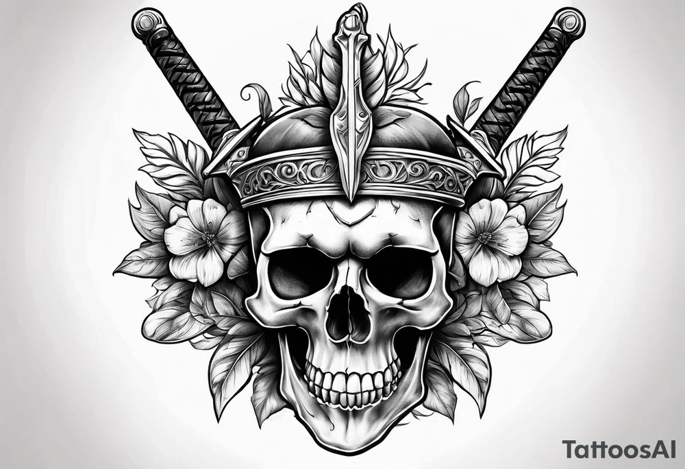 Skull with sword through it and laurel wreath. tattoo idea Skull with sword through it and laurel wreath. tattoo idea