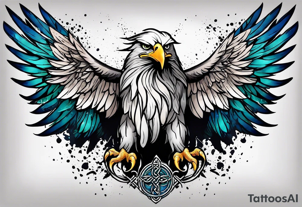 Celtic Eagle with wings spread tattoo idea