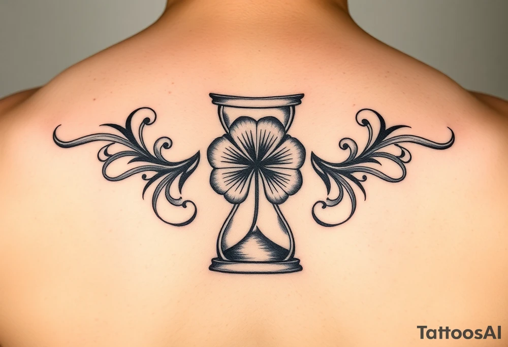 4 leaf clover in a hourglass tattoo idea