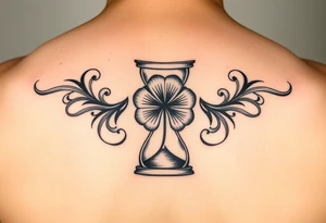 4 leaf clover in a hourglass tattoo idea