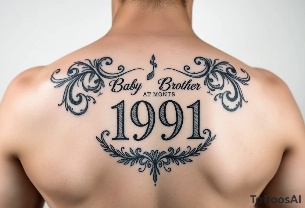 Memorial for baby brother at 11 months old in 1991 tattoo idea