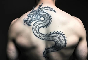 Tatuaje en espalda completa solo de la cabeza de un dragón demonio japones sin cuerpo tattoo idea