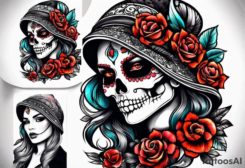 Broken skull gypsy tattoo idea