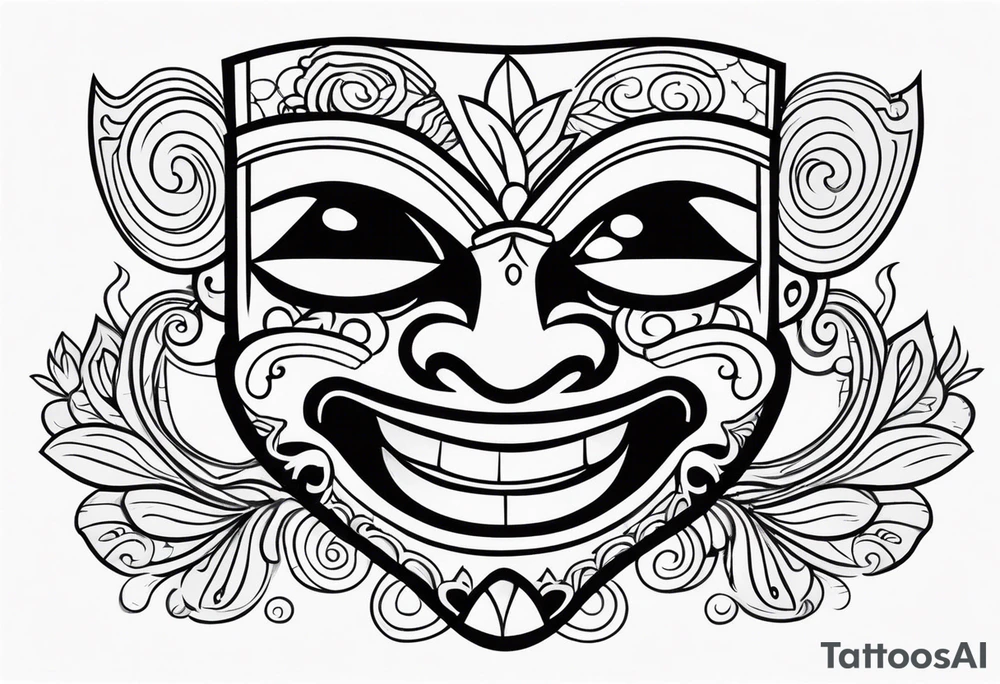 Laughing mask Mexican style tattoo idea