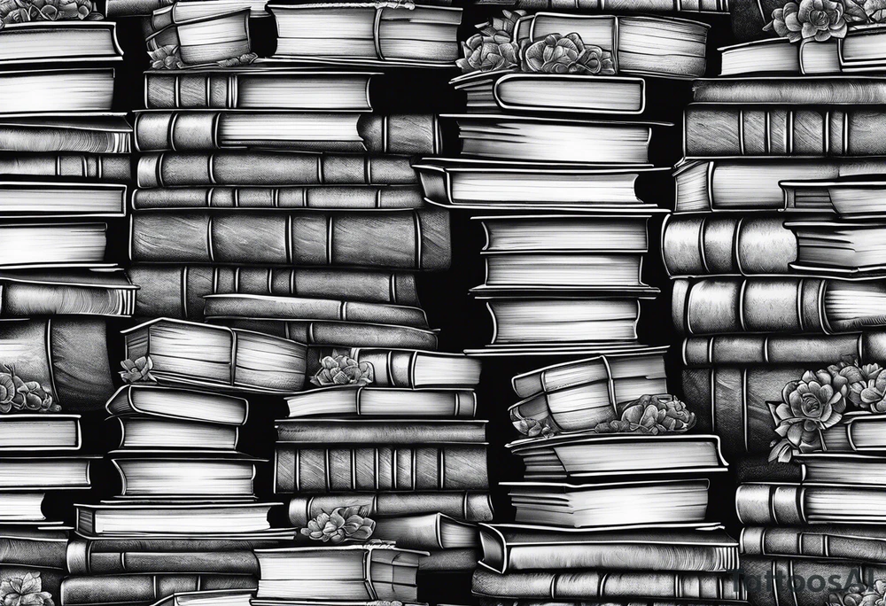 Jigsaw puzzle of a Stack of books tattoo idea