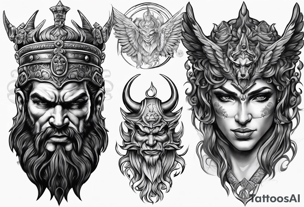 Roman devil Roman angel tattoo idea