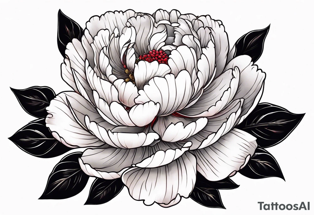 Red peony with pearl necklace and a rabbit tattoo idea
