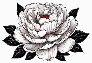 Red peony with pearl necklace and a rabbit tattoo idea