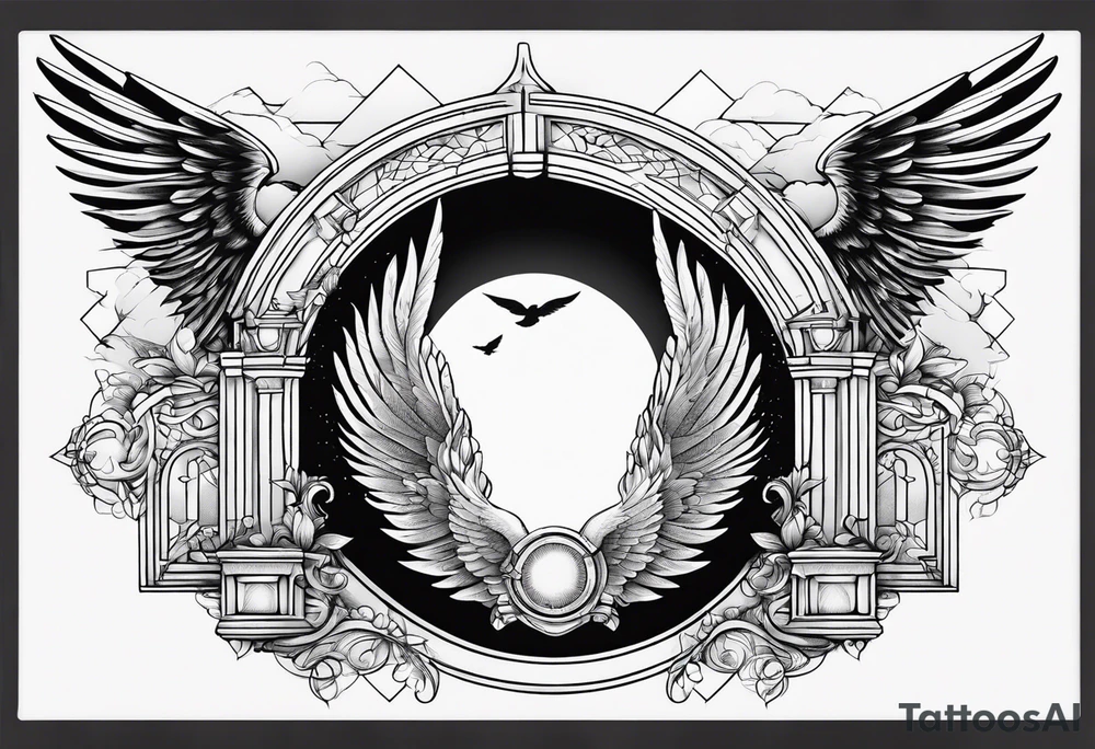 Angel baby birds flying heaven gate tattoo idea
