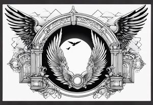 Angel baby birds flying heaven gate tattoo idea
