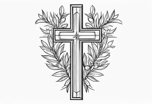 Christian cross with olive branches around it tattoo idea
