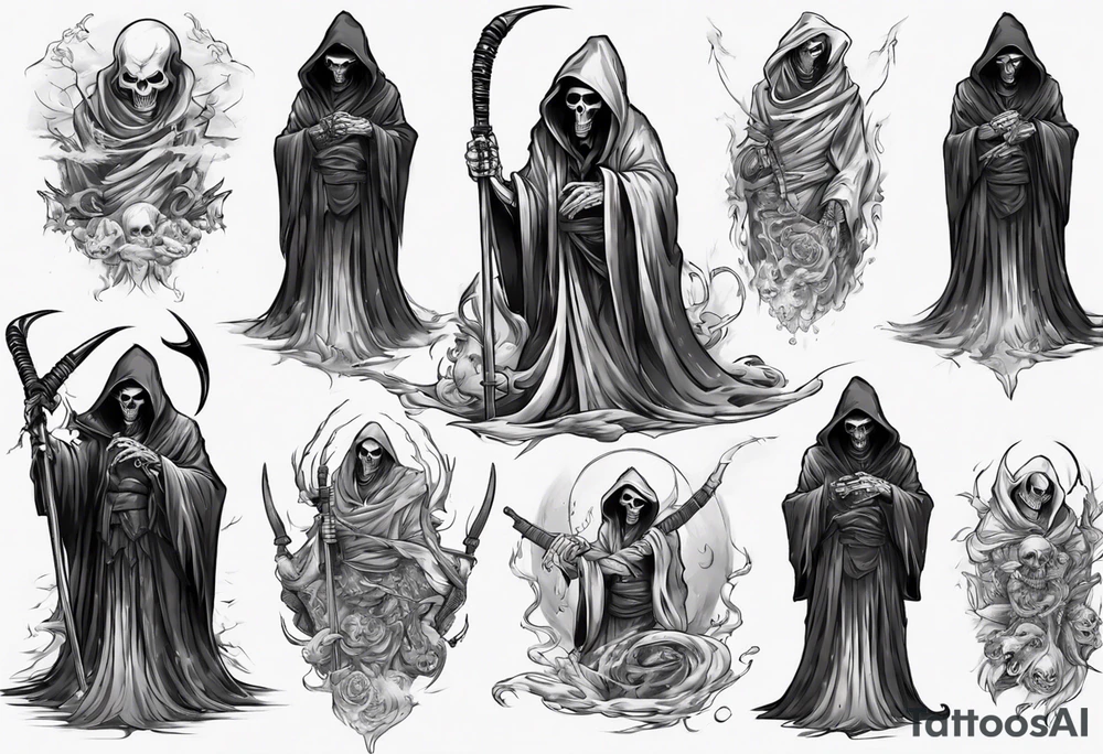 asian grim reaper cloak tattoo idea