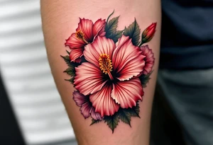 Masculine hibiscus flowers tattoo idea