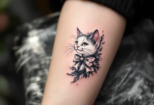 Marie, the white cat with a bow, adds a touch of vintage Disney with this Aristocats tattoo. tattoo idea