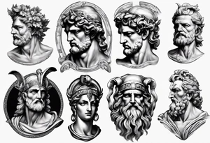greek god statue realistic tattoo idea