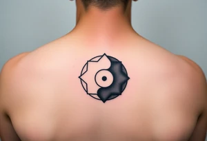 LARGE GEOMETRIC YIN YANG WITH NEGATIVE SPACE tattoo idea