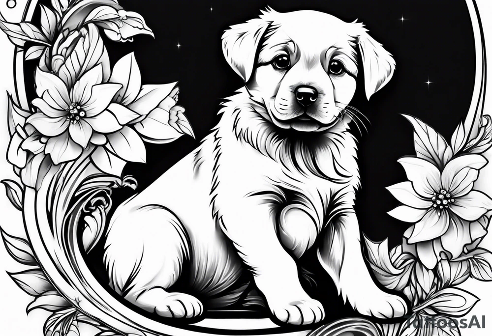 strength, small, nuanced, puppy elegant tattoo idea