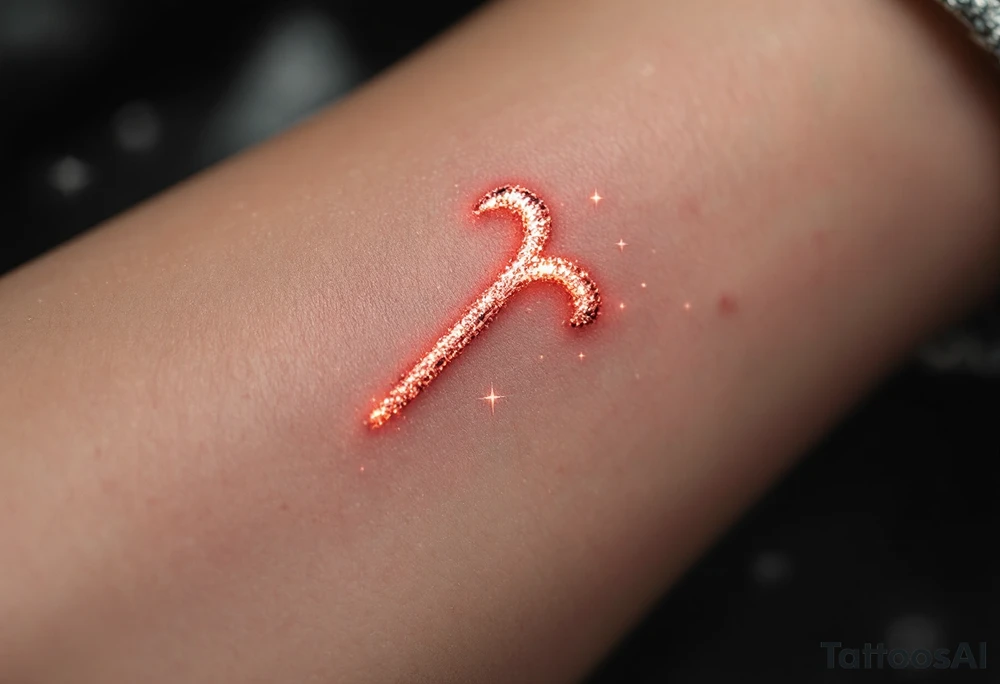 The symbol of love rune is etched into ancient stone, with glowing soft red accents that highlight the edges. A gentle mist surrounds the rune, adding to its ethereal appearance, and delicate silver stars enhance its cosmic energy. tattoo idea