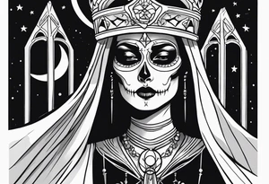 High priestess skeleton moon tarot card tattoo idea