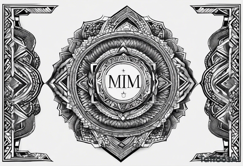 Patch of snake scales with roman numerals going verticals along edges tattoo idea