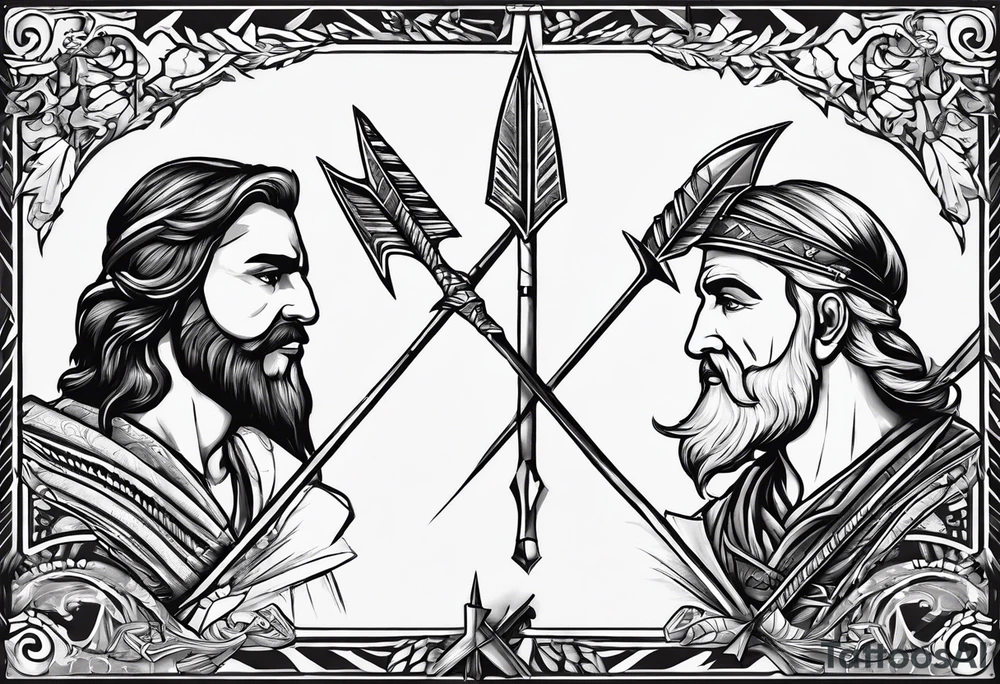 Arrows pointing in opposite direction. One says Arlo and the other says Benny tattoo idea