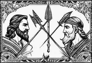 Arrows pointing in opposite direction. One says Arlo and the other says Benny tattoo idea