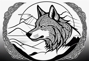 Sode view Angry celtic wolf tattoo idea