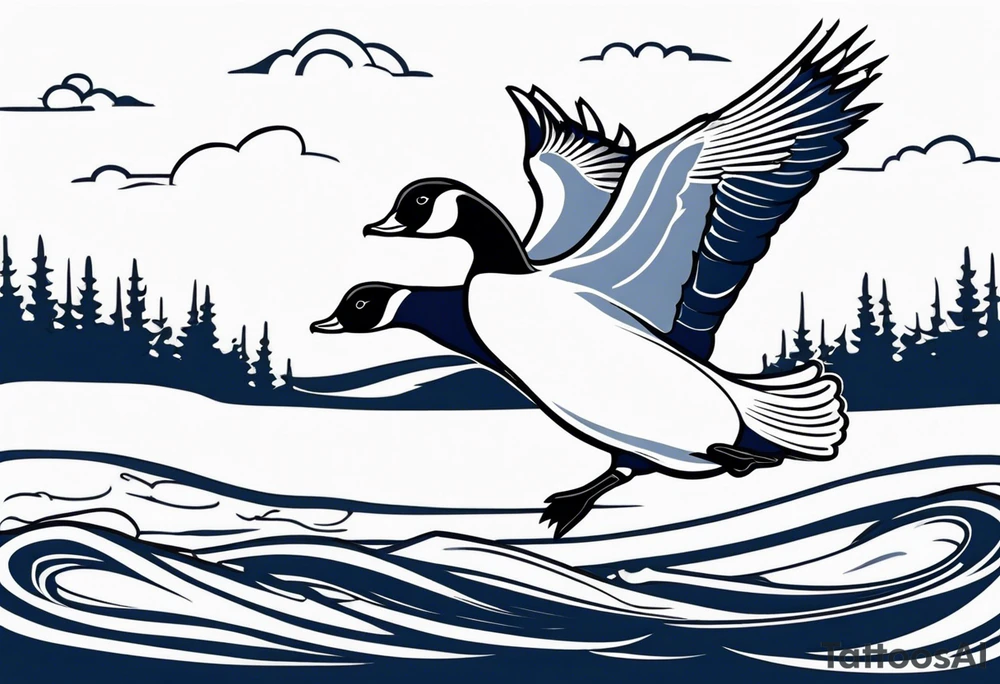 canadian goose shaking wings profile tattoo idea