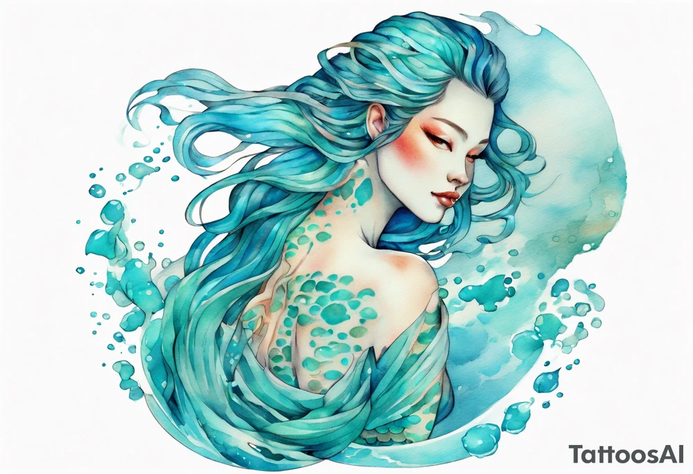 A beautiful undine with turquois scales. tattoo idea