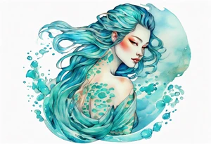 A beautiful undine with turquois scales. tattoo idea