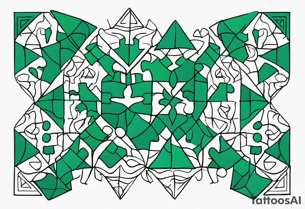 Emerald color Puzzle pieces tattoo idea