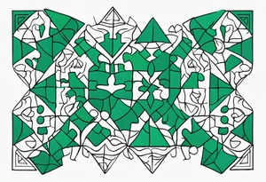 Emerald color Puzzle pieces tattoo idea