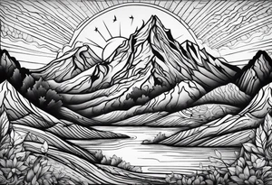 Strong mountain with a little flame tattoo idea
