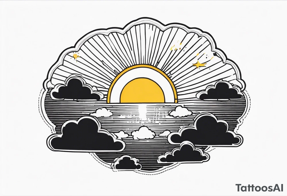 sunshine with beams coming out of clouds tattoo idea