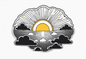 sunshine with beams coming out of clouds tattoo idea