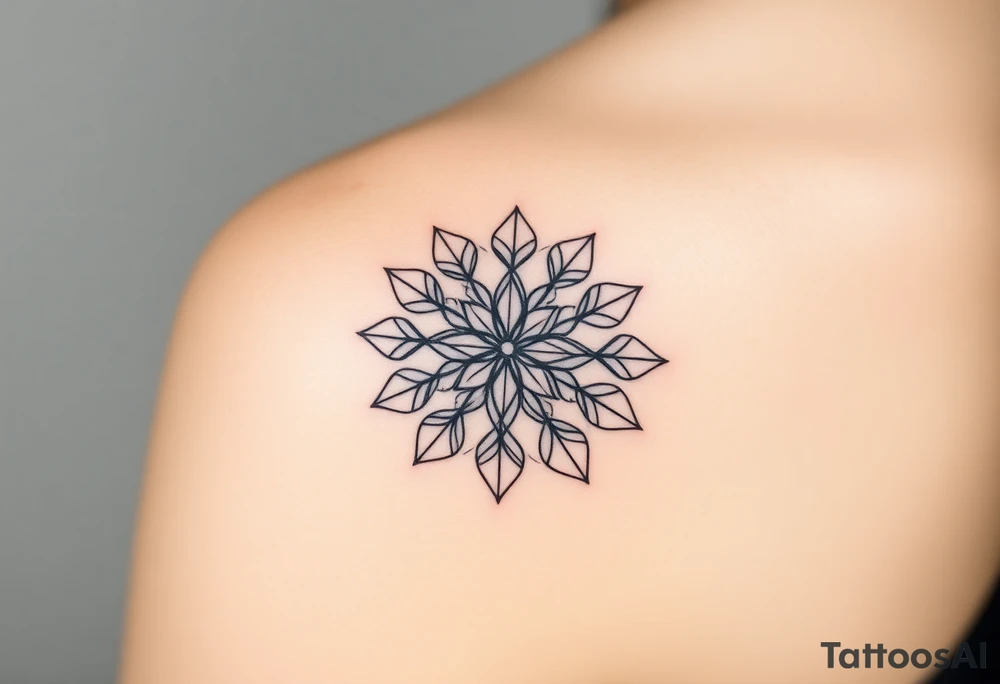 A mandala-inspired Flower of Life, with delicate floral extensions forming a soft, organic shape in round cyrcle tattoo idea