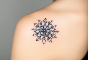 A mandala-inspired Flower of Life, with delicate floral extensions forming a soft, organic shape in round cyrcle tattoo idea