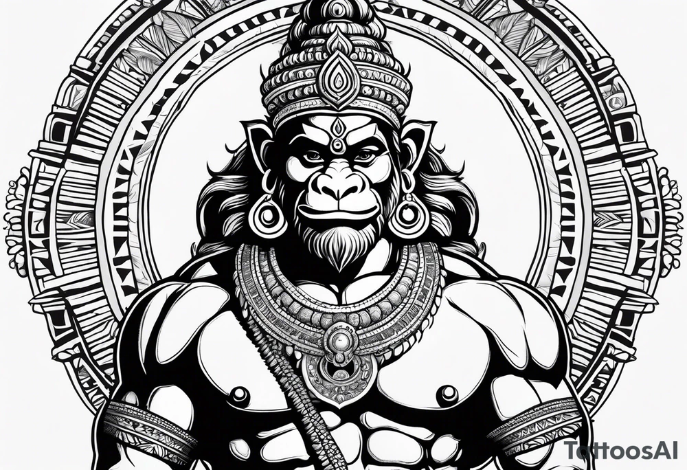 Lord hanuman in a tribal way tattoo idea