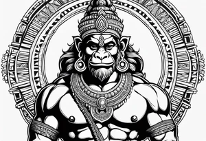 Lord hanuman in a tribal way tattoo idea