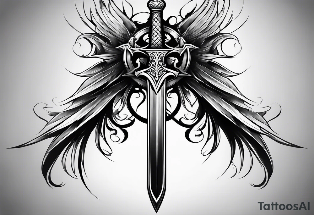 Only one Thin sword downward tattoo idea