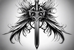 Only one Thin sword downward tattoo idea