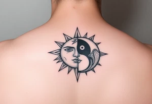 sunface (sunsign in aquarius) & moonface (moonsign in pisces) astrology / yang and yang inspired tattoo idea