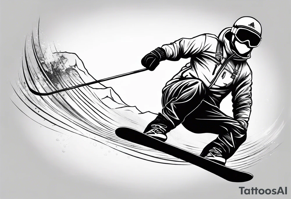 i want a tattoo that encapsulates snowboarding in a fine line american tattoo style tattoo idea